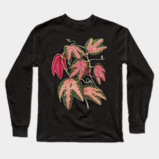 Passionflower - Passion Vine botanical illustration Long Sleeve T-Shirt